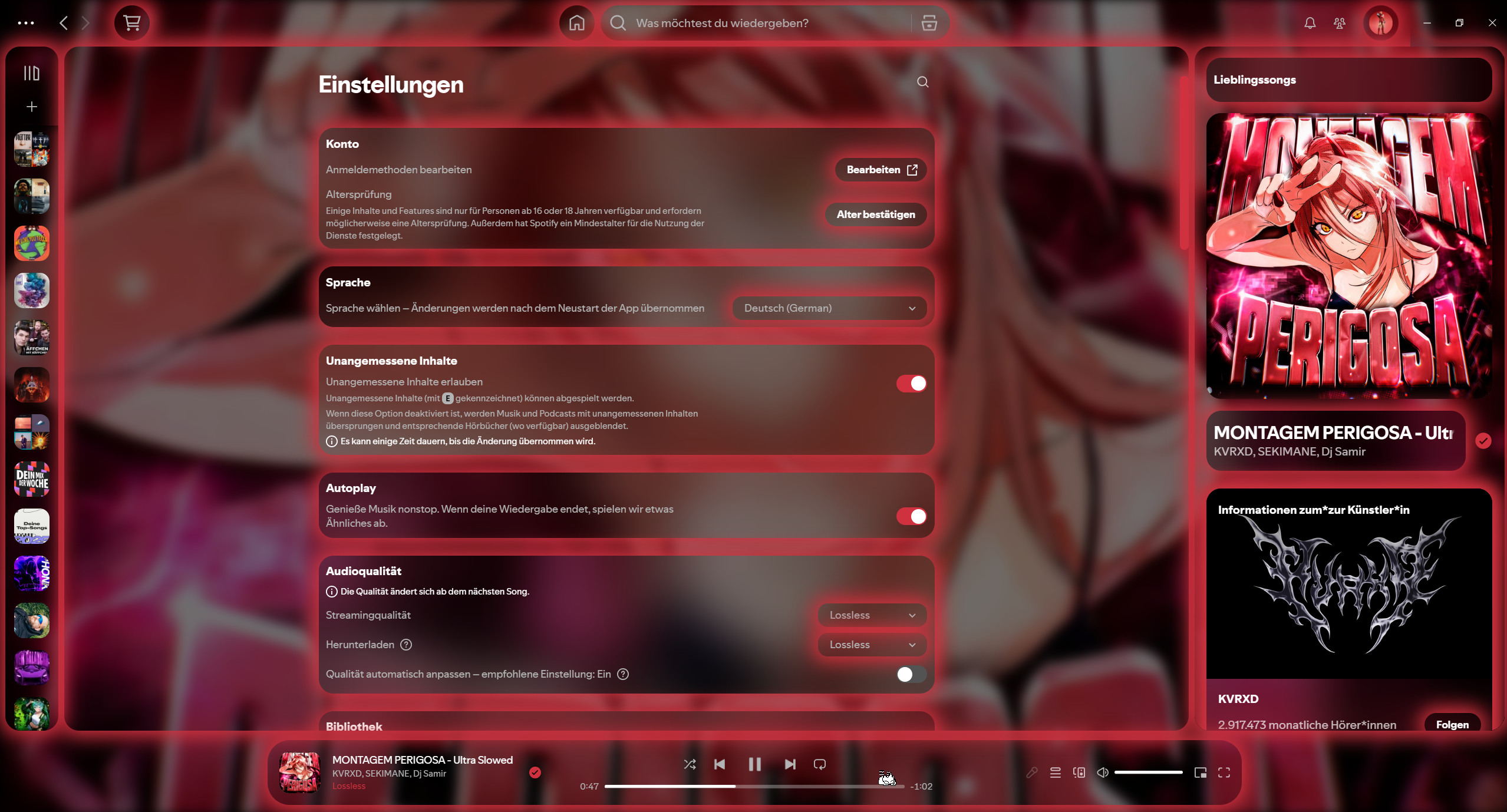 Glowify screenshot - Playlist view